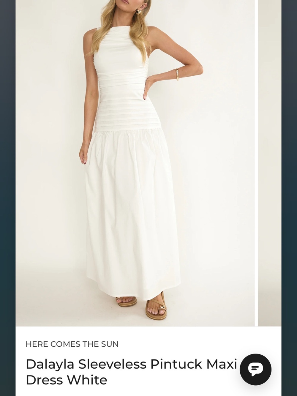 Selfie Leslie Sleeveless Pintuck Maxi Dress in White